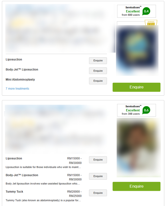 1778059972 two cinics on whatclinic offering liposuction in malaysia but one displays prices while the other does not 2